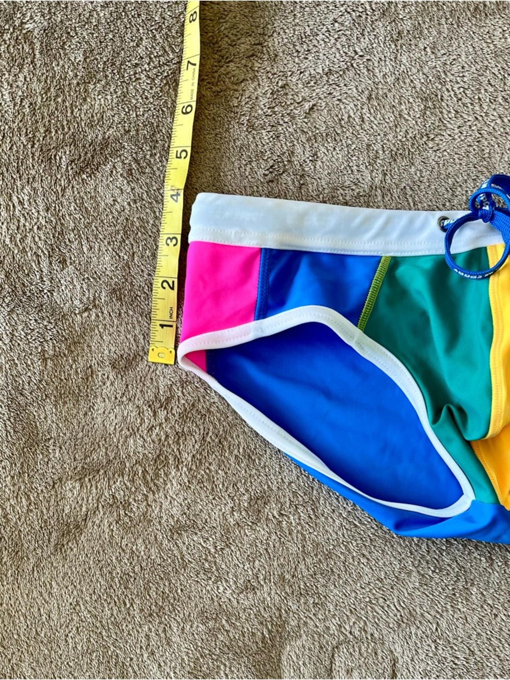 Men's Rainbow Colorblock Swim Briefs - Multicolor, large to medium - Picture 6 of 6